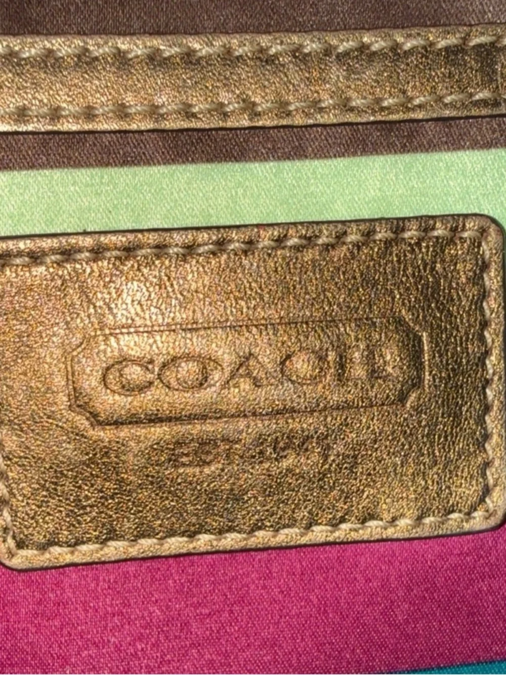 Coach Multicolor Stripe Tote with Gold Trim - Picture 2 of 8